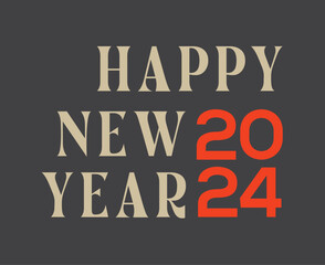 Happy New Year 2024 Abstract Brown And Red Graphic Design Vector Logo Symbol Illustration With Gray Background