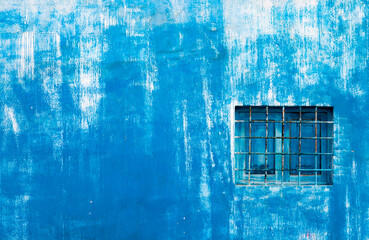 abstract texture of blue wall from lattice on windows