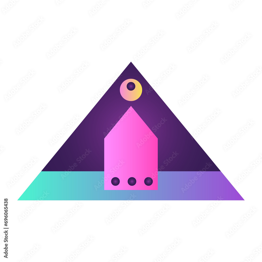 Fototapete triangle pyramid cone futuristic gradient texture colored graphic symbol element nostalgic retro 90'