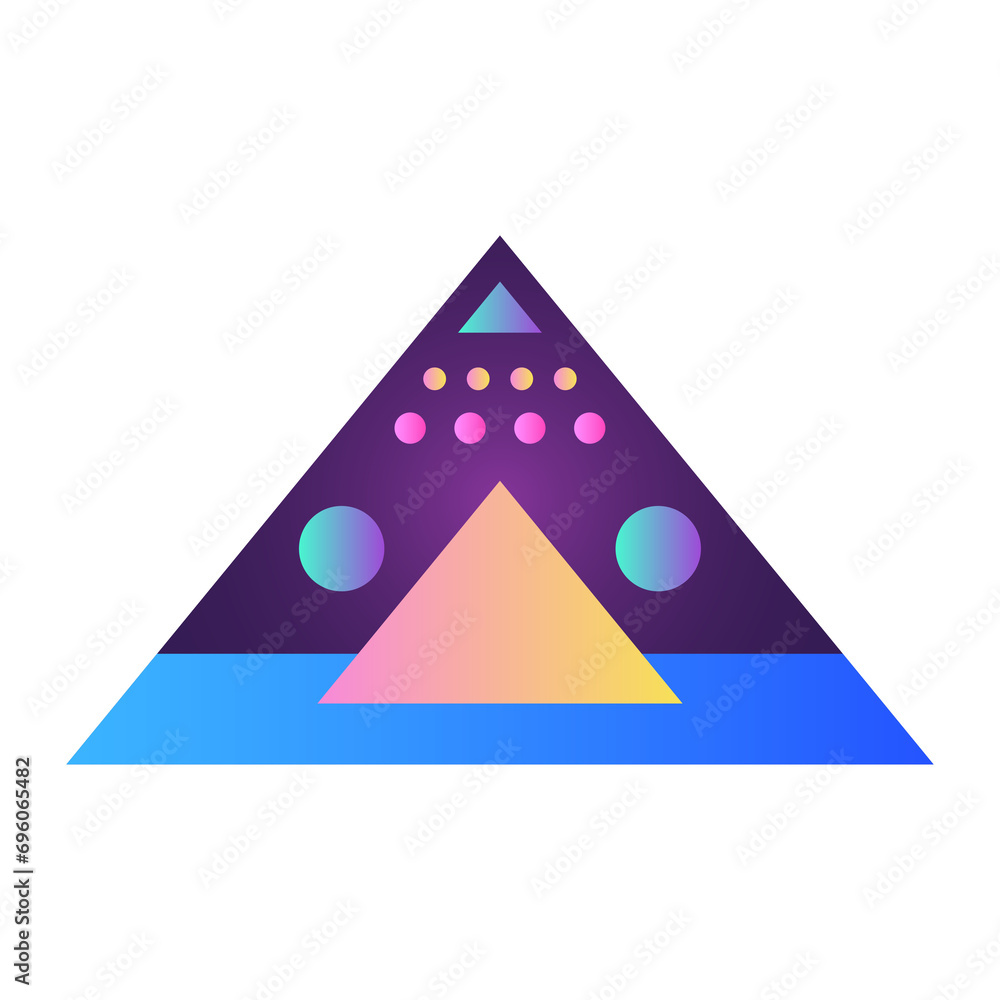 Fototapete triangle pyramid cone futuristic gradient texture colored graphic symbol element nostalgic retro 90'