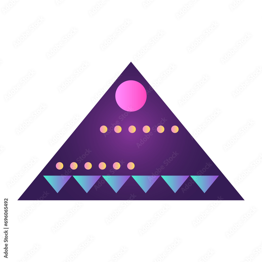 Fototapete triangle pyramid cone futuristic gradient texture colored graphic symbol element nostalgic retro 90'