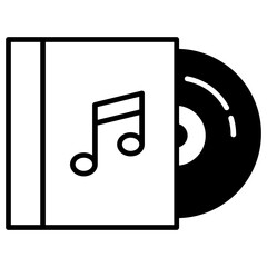 Music dvd solid glyph icon illustration
