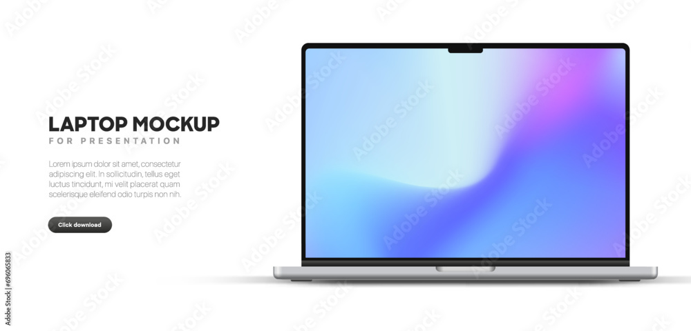 Leinwandbilder Modern laptop mockup front view on white background. Notebook mockup device mockup for ui ux app and website presentation Stock Vector.