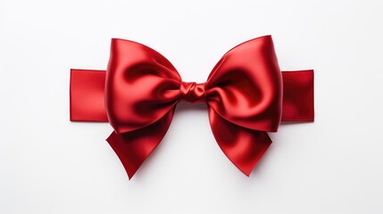 isolated red bow on a pristine white background.