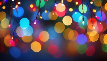 party colorful bokeh and retro string lights in festive background