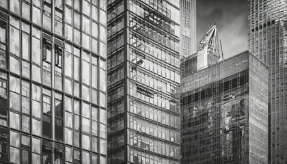 hong kong commercial building close up black and white style