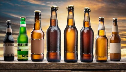 bottles of famous global beer brands