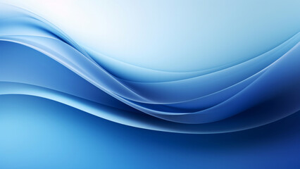 Abstract satin blue waves design with smooth curves and soft shadows on clean modern background. Fluid gradient motion of dynamic lines on minimal backdrop