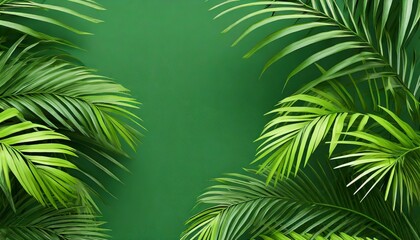 tropical palm leaves on green background 3d render for template backdrop and graphic design