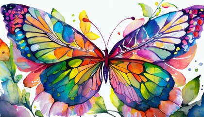 multicolored butterfly on white background