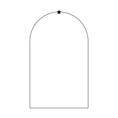 Arch frame border icon with star shape symbol for decorative vintage doodle element for design in vector illustration