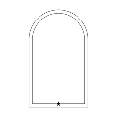 Arch frame border icon with star shape symbol for decorative vintage doodle element for design in vector illustration