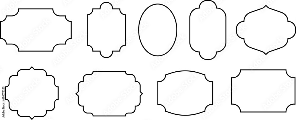 Poster Vintage frames set. Set of frames. Frames in flat style on transparent background. PNG image
