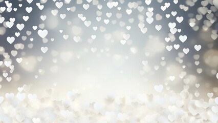 Valentines day backdrop of bokeh lights in the form of hearts. Template for banner with copy space or party invitation. Generative AI