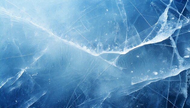 abstract ice background blue background with cracks on the ice surface