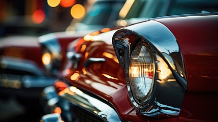 Closeup of car headlight