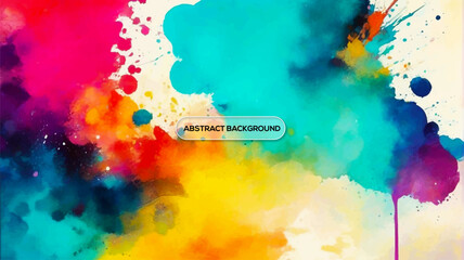 Watercolor painted colorful abstract background