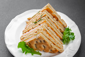 sandwich ham cheese pork beef meat plate snack fresh eating cooking appetizer meal food snack on the table copy space