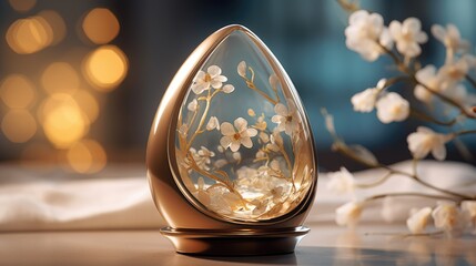 Easter elegance in 3D! Our image features a captivating Easter egg dome with a glassy texture, creating a unique product backdrop.