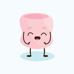 Cartoon marshmallow character with arms and legs in kawaii style on a white background.Vector character design