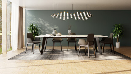 3d, architecture, background, bright, chair, clean, comfortable, construction, contemporary, dining room, cushion, decoration, design, digitally generated image, empty, floor, furniture, home, house, 