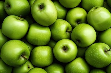 Green apples in a pile