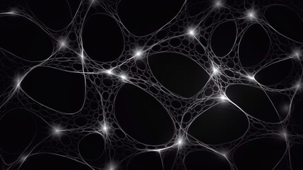 Neural patterns network artificial intelligence on black white background. Neural interface aesthetics different designs, machine network neurons elements, fractals texture, waves, blockchain database