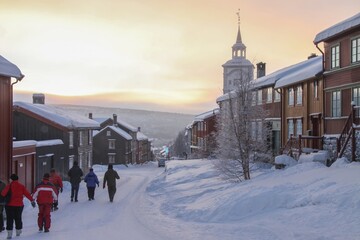 Winter in the world heritage city of Roeros (R&oslash;ros) Tr&oslash;ndelag,NorwayWinter in the world heritage city of Roeros