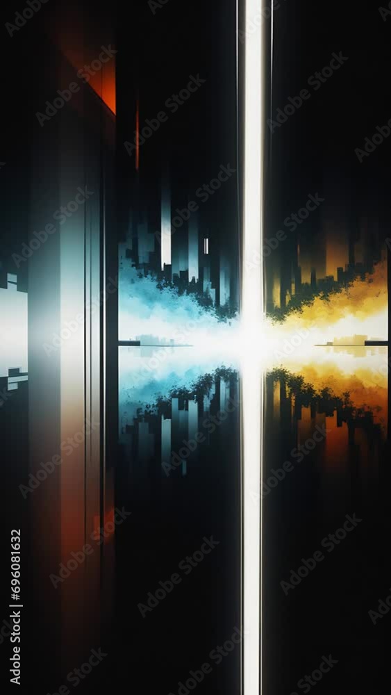 Aufkleber abstraction with a bright vertical light strip in the center, dividing the composition into two symm