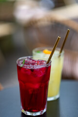 cocktail with ice and lime