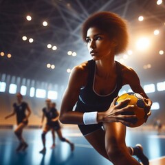 Man athlete doing handball in action