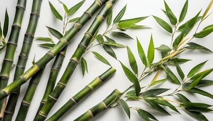 branches of bamboo on white background