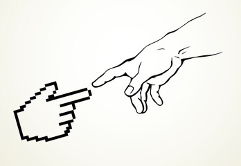 Obraz premium Hands of the creation of Adam. Vector drawing