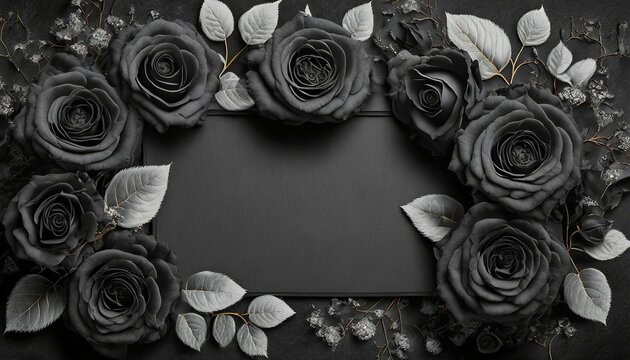 black roses background greeting card with roses