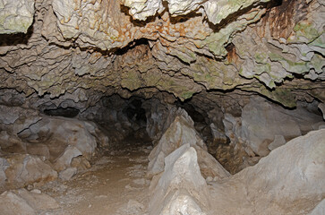 Geological formations inside Insuyu cave in Burdur, Turkey.