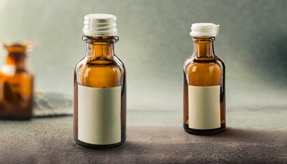 blank packaging glass bottle for beverage or medicament product design mock up