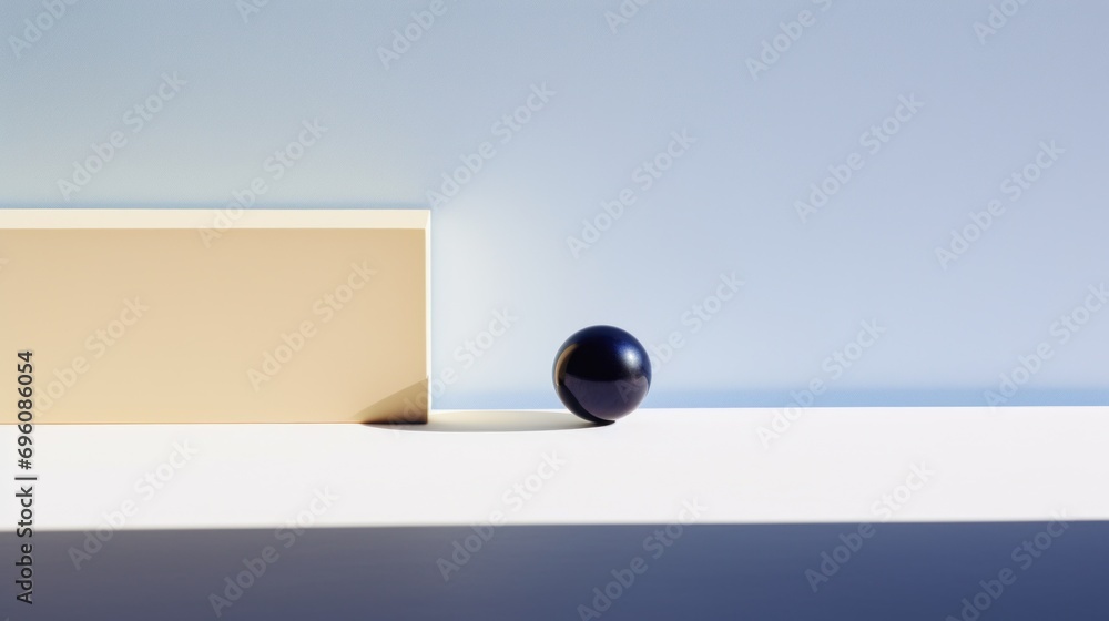 Canvas Prints A black object sitting on a white surface next to an empty box, AI