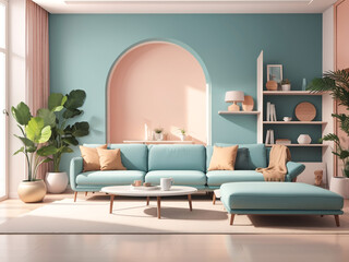 
Minimalist Serenity: The Interior Living Space Minimal and Background - 3D Rendering