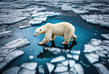 Un ours polaire sur la banquise - generativeAI
