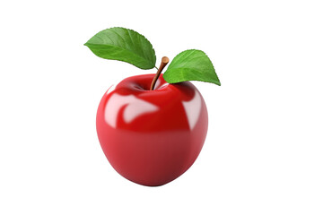 3D Red Apple with green leaf
