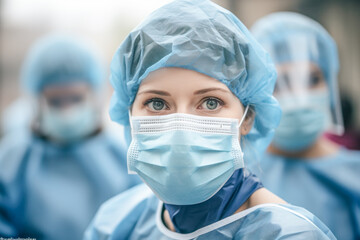 Fototapeta na wymiar Clinic Staff during an Operation Patients often want to know how the Operation will Proceed Wallpaper Background Illustration Digital Art Cover Magazine