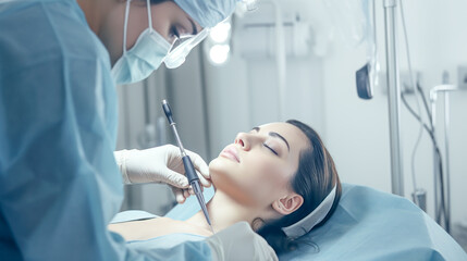 Fototapeta premium Clinic Staff during an Operation Patients often want to know how the Operation will Proceed Wallpaper Background Illustration Digital Art Cover Magazine