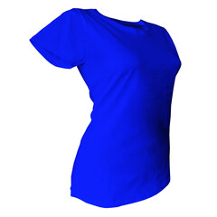 This Half Front View Adorable Female T Shirt MockUp In Marine Blue Color, can help you to implement...