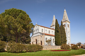 Fototapeta na wymiar Medulin, Istria, Croatia: the Church of St. Agnes in the municipality overlooking the Adriatic Sea