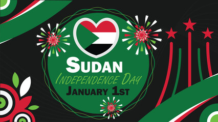 Sudan Independence Day vector banner design. Happy Sudan Independence Day modern minimal graphic poster illustration.
