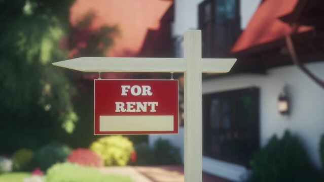 Home for rent sign in front of beautiful American house