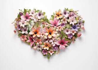 Beautiful heart made from spring flowers