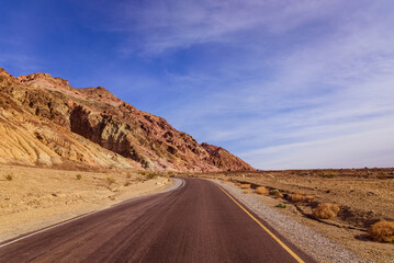 Empty American highway in the Death Valley