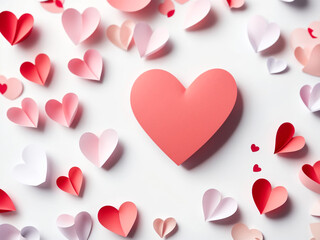 Whispers of Love: A Valentine's Day Background with Papery Heart Symbols

