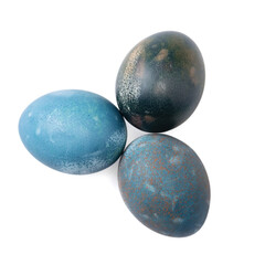 Blue easter eggs isolated on white background